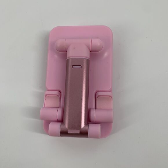 Foldable Phone Stand with Mirror Light Baby Pink Adjustable Compact Travel - Picture 3 of 6